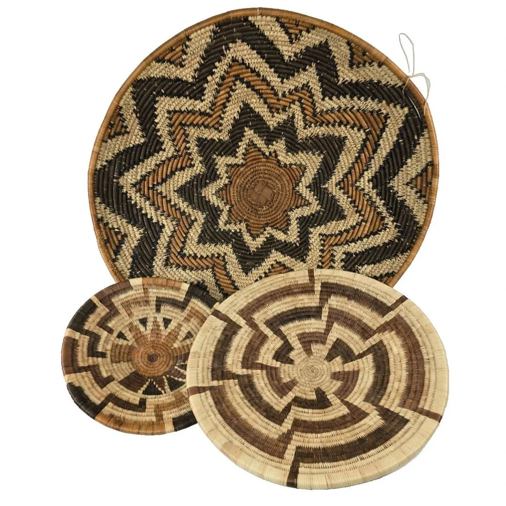 Monumental Zulu Basket Trio –  Vintage Handwoven Signed Documented, Large